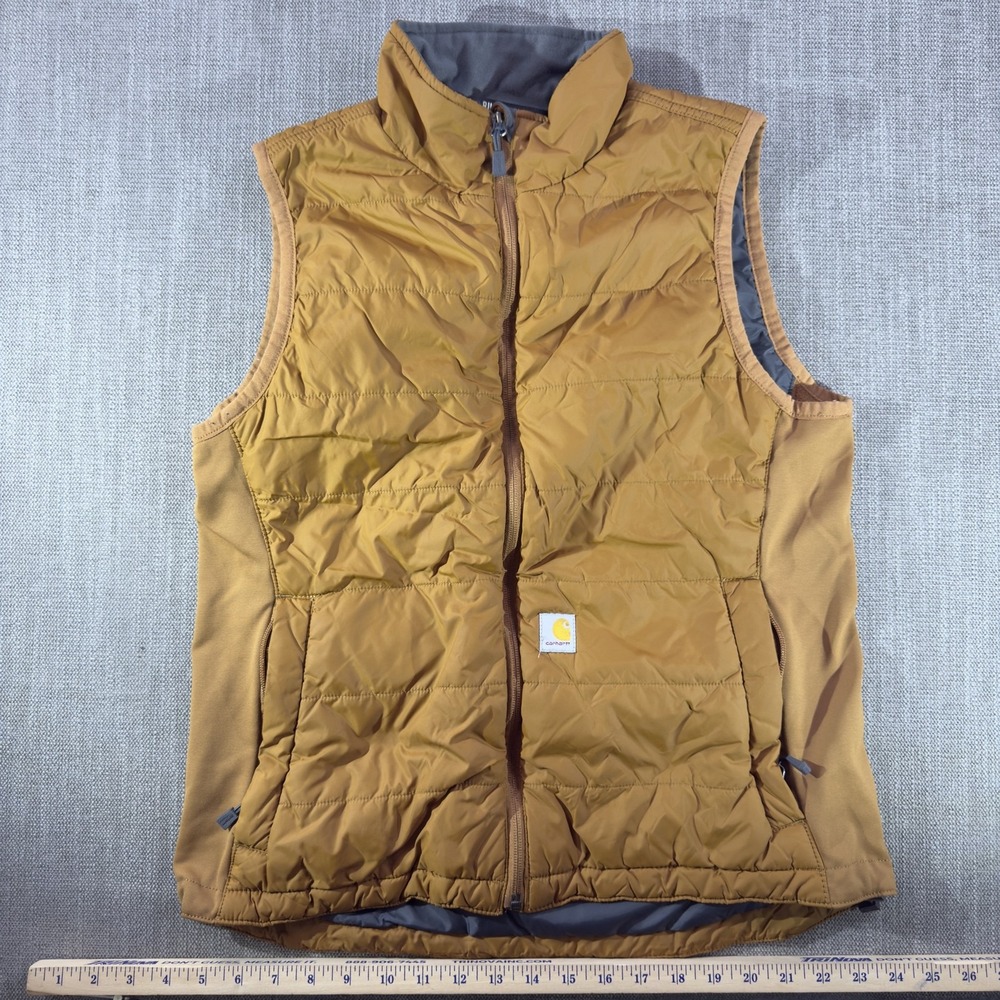 Carhartt Vest Kids Medium 8-10 Brown Quilted Rugged Flex Relaxed Fit Insulated